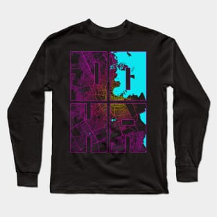 Doha, Qatar City Map Typography - Neon Long Sleeve T-Shirt